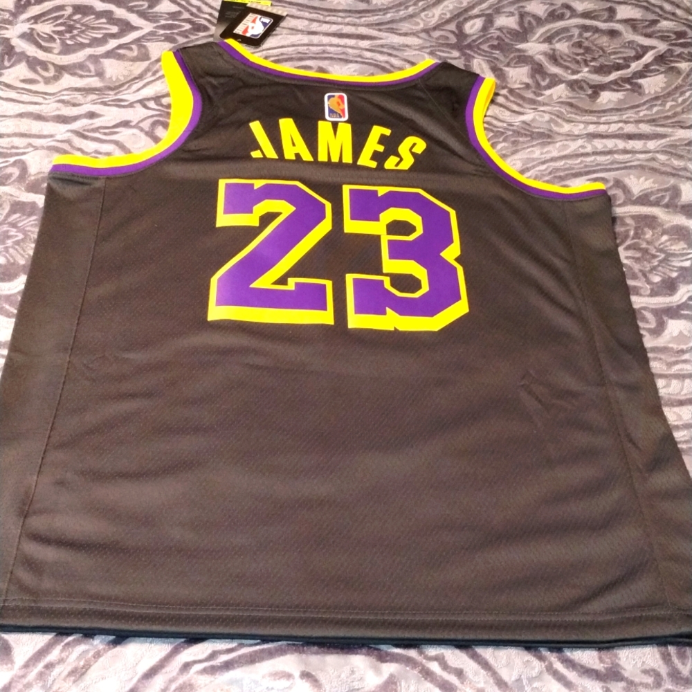Nike NBA LA Lakers Lebron James (Swingman Earned Ed. Jersey-Men Sz 44-Med) NEW!! - Picture 2 of 7